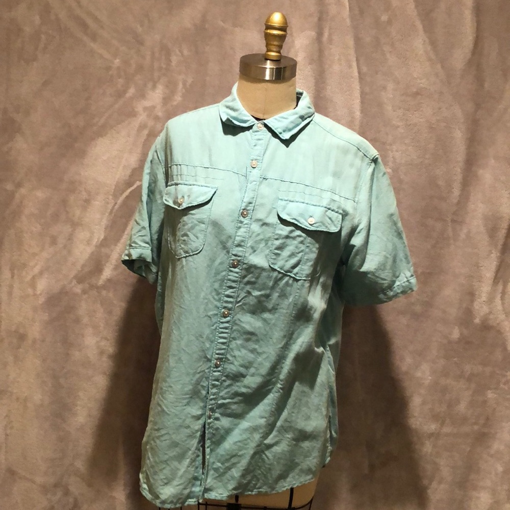Aqua short sleeve button down